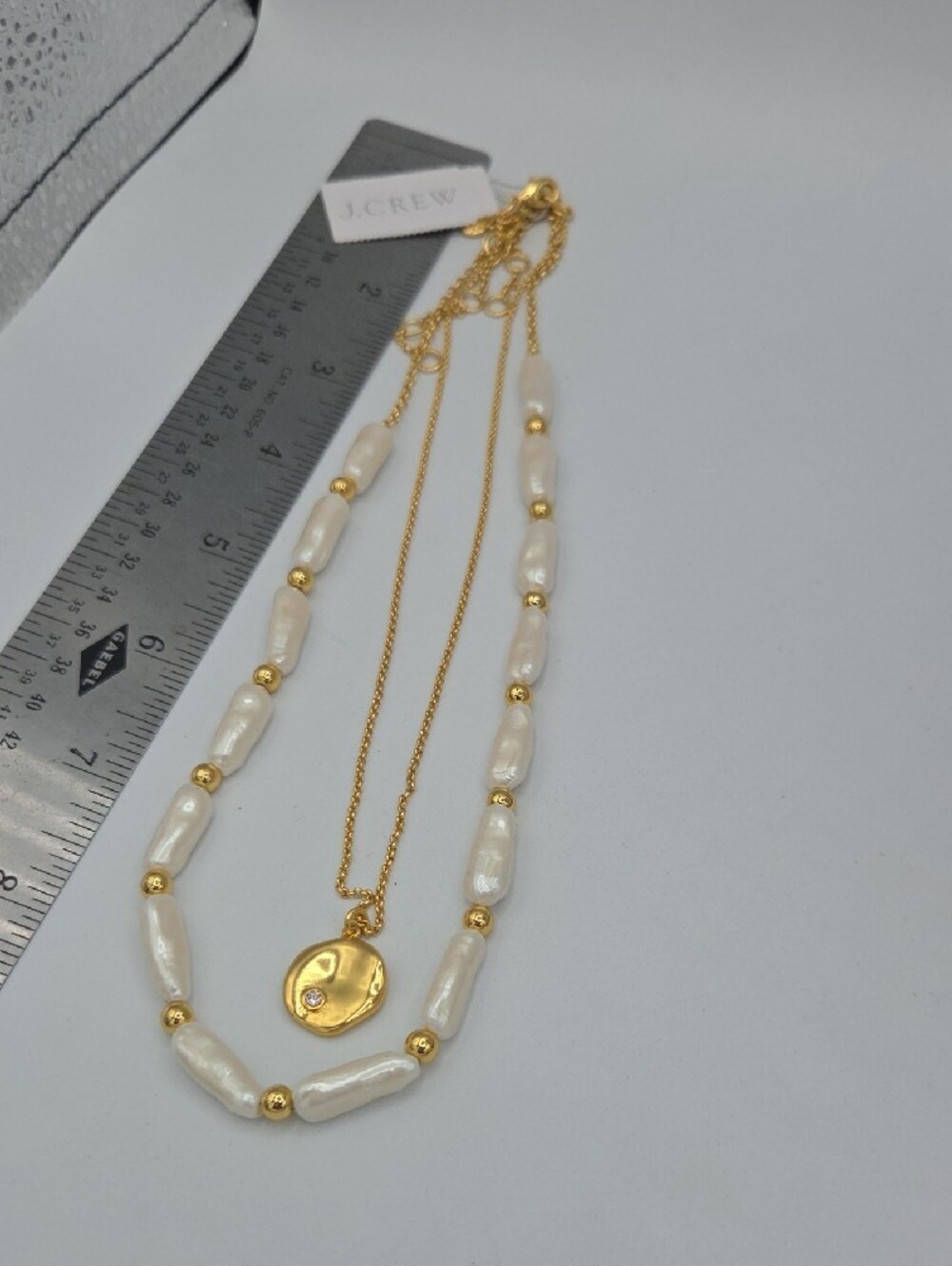 5 for $25! J. Crew Gold Tone White Pearl Layered Necklace Set Of 2 - Picture 5 of 5